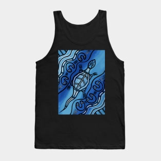 Aboriginal Art - Lizard Blue Tank Top